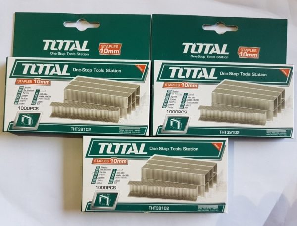 Grapas De 10 Mm Marca Total, 1,2 Mm Grosor. 3 Cajas De 1000