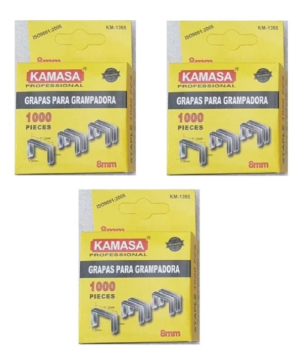 Grapas Kamasa 8 Mm , Grosor 1,2 Mm , 3 Caja De 1000
