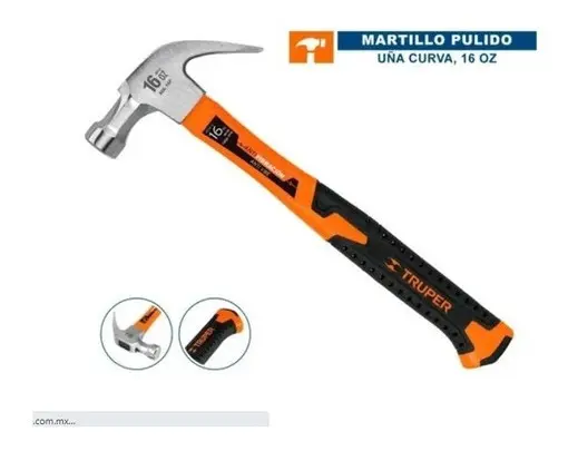 Martillo Carpintero Uña Curva Truper 16oz Mango Fibra - Imagen 3
