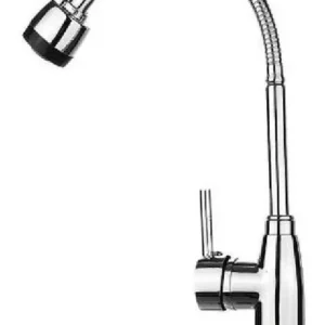 Llave Monomando Para Lavaplatos Con Cuello Flexible Plateado