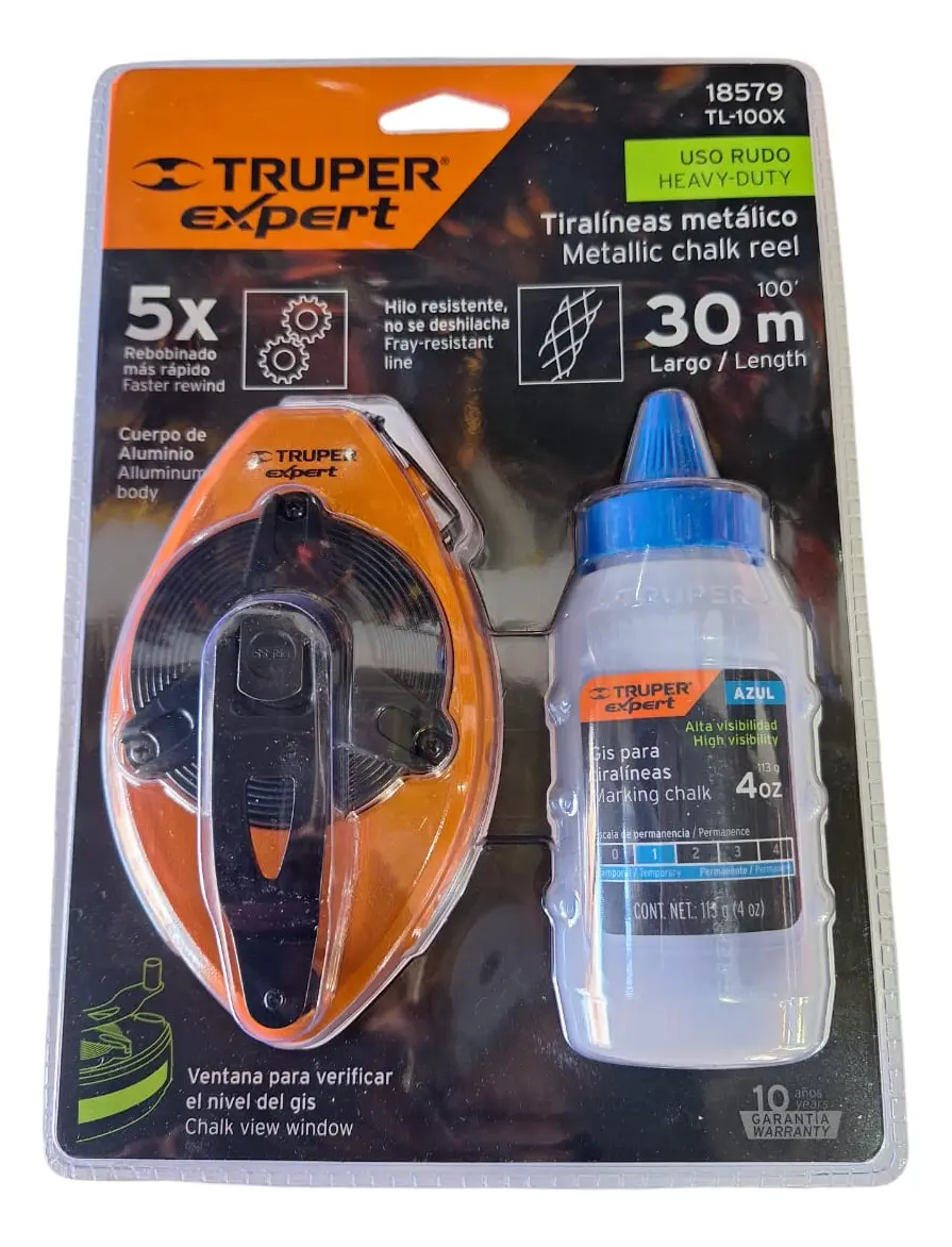 Tiralíneas 30 M (100 Ft) Metálico Uso Rudo, Truper Expert Naranjo - Imagen 4