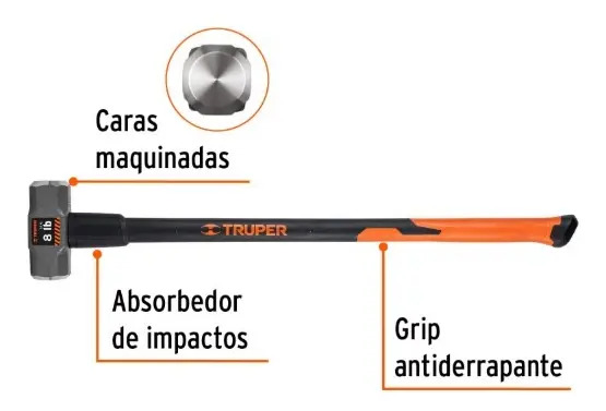 Combo Truper 8 Lbs. Mango Fibra Vidrio 36 PuLG. # Md-8f - Imagen 3
