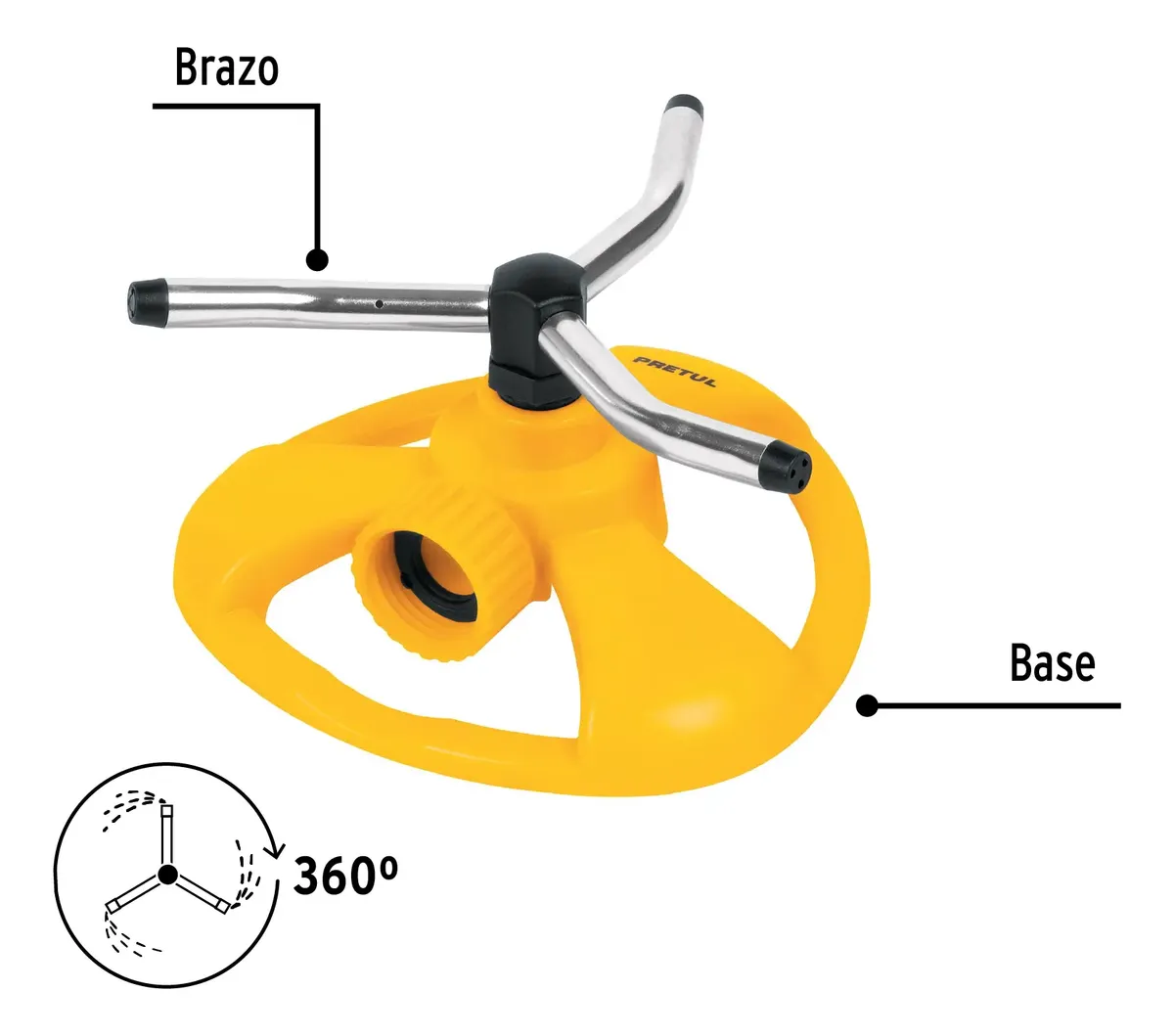 Aspersor Giratorio De 3 Brazos Con Base Plástica, Pretul - Imagen 4