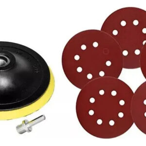 Disco Con Velcro Para Esmeril Angular 115mm + 5 Lijas Negro