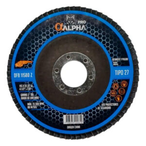 5 Disco Lija Traslapado Flap 4 1/2 Metal Grano 80 Alpha Pro Azul Marino