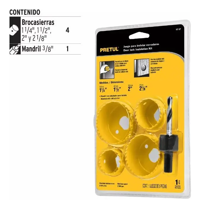 Sierra Copa 5 Piezas Para Instalar Cerraduras Pretul Kit-5p - Imagen 2