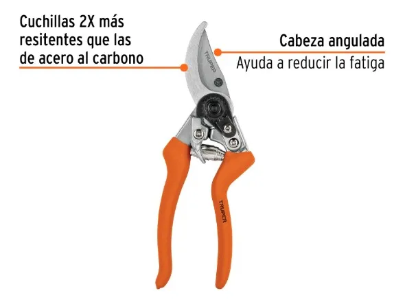 Tijera Podar Truper Profesional Cuchilla 8 1/2 T-45 Naranja Claro - Imagen 4