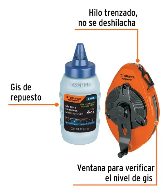 Tiralíneas 30 M (100 Ft) Metálico Uso Rudo, Truper Expert Naranjo - Imagen 2