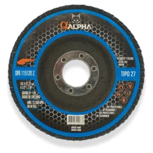 5 Disco Lija Traslapado Flap 4 1/2 Metal Grano 120 Alphapro Azul Marino