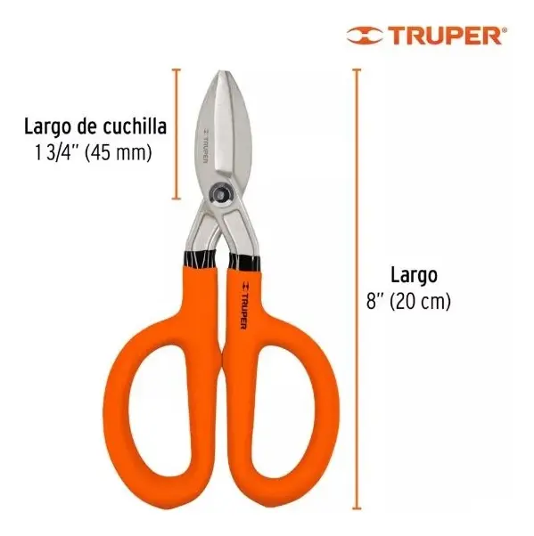Tijeras Hojalatera Cortar Lata De 8 Pulgadas Truper Th-8 Naranja - Imagen 4