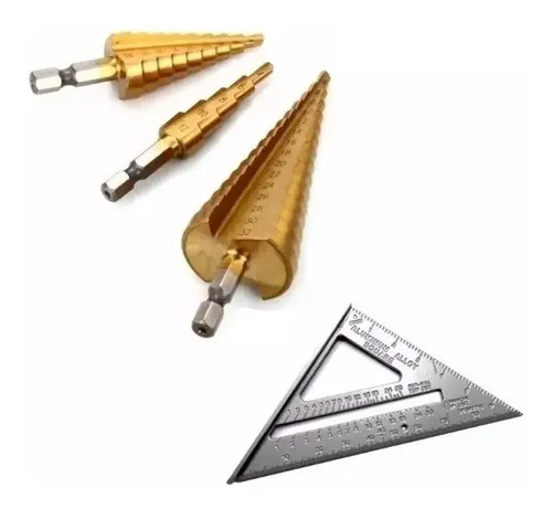 Brocas Cónicas 3 Unidades 4 A 32 Mm + Esc Rápida 7 Pulgadas