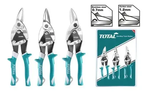 Set Tijeras Corta Lata De Aviación 3 Pcs 250mm 10p Total Celeste - Imagen 2