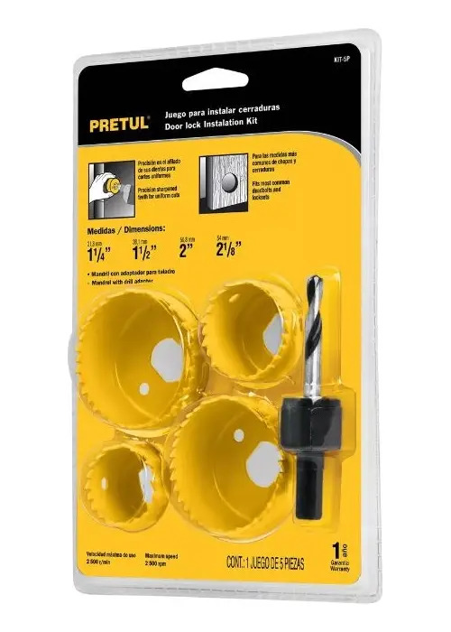 Sierra Copa 5 Piezas Para Instalar Cerraduras Pretul Kit-5p