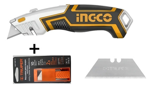 Cuchillo Cartonero Ingco Con 5 Repuestos + 10 Rep. Truper