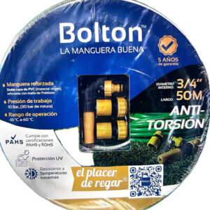 Manguera Reforzada Anti-torsión 3/4- 50mt Bolton Verde Claro