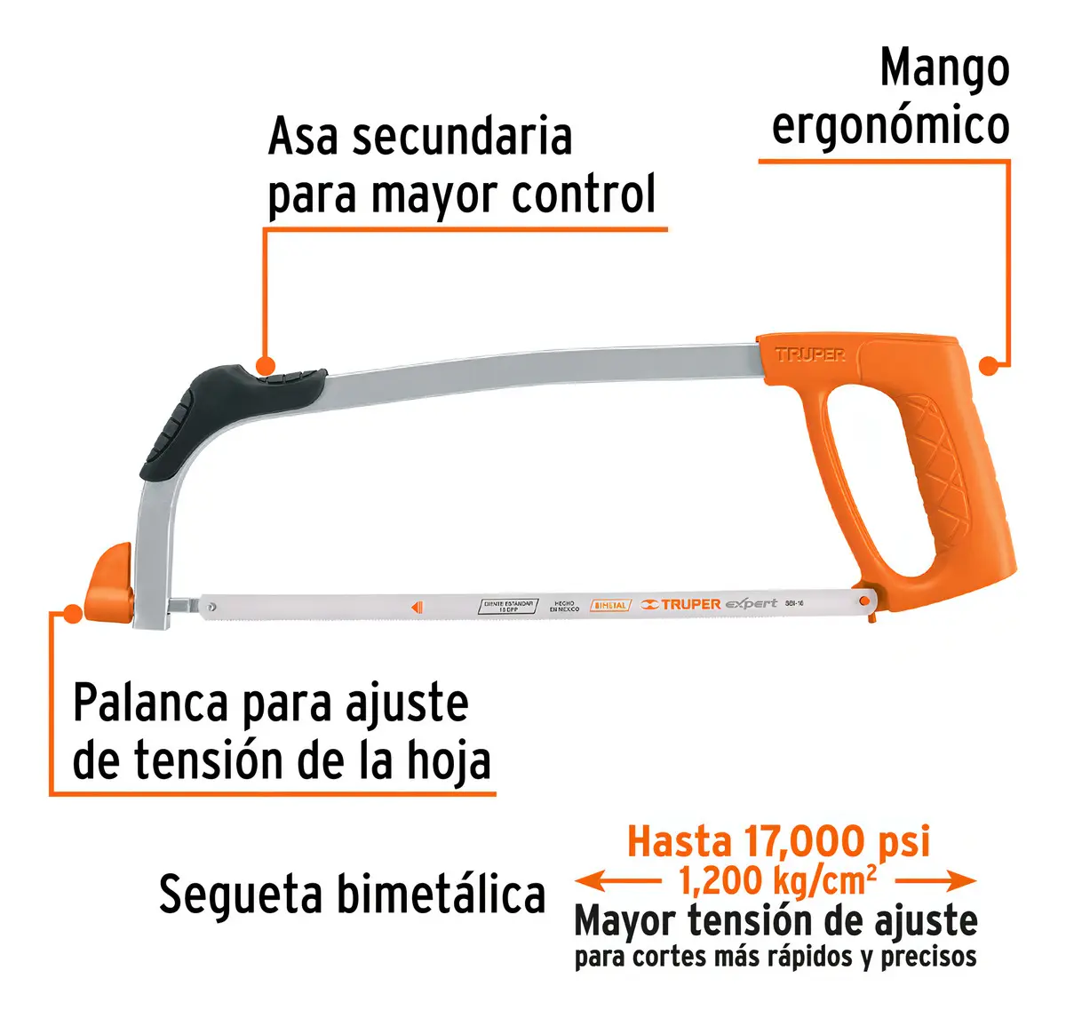 Arco Profesional Tubular Para Segueta 12', Truper, 10234 - Imagen 3