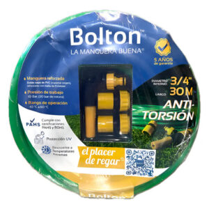 Manguera Reforzada Anti-torsión 3/4 30 Mt Bolton Verde Verde