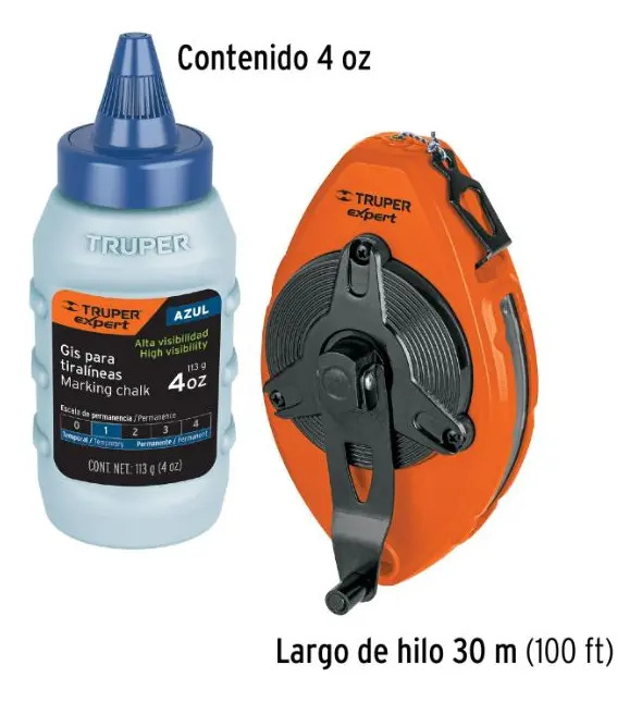 Tiralíneas 30 M (100 Ft) Metálico Uso Rudo, Truper Expert Naranjo - Imagen 3