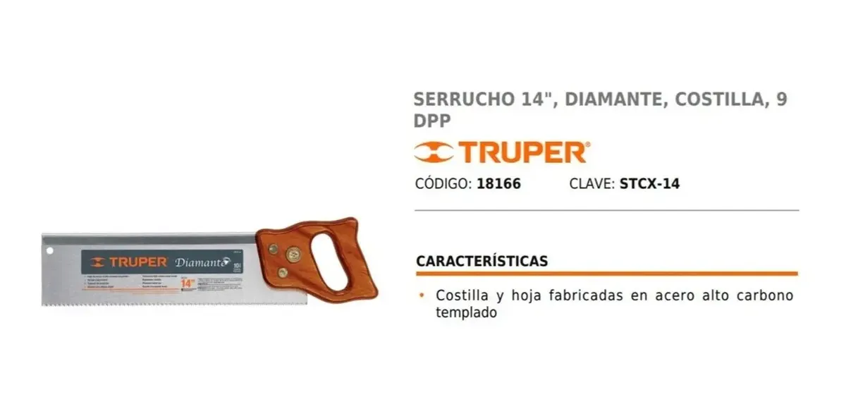 Serrucho De Costilla Truper De 14 Pulgadas - Imagen 3
