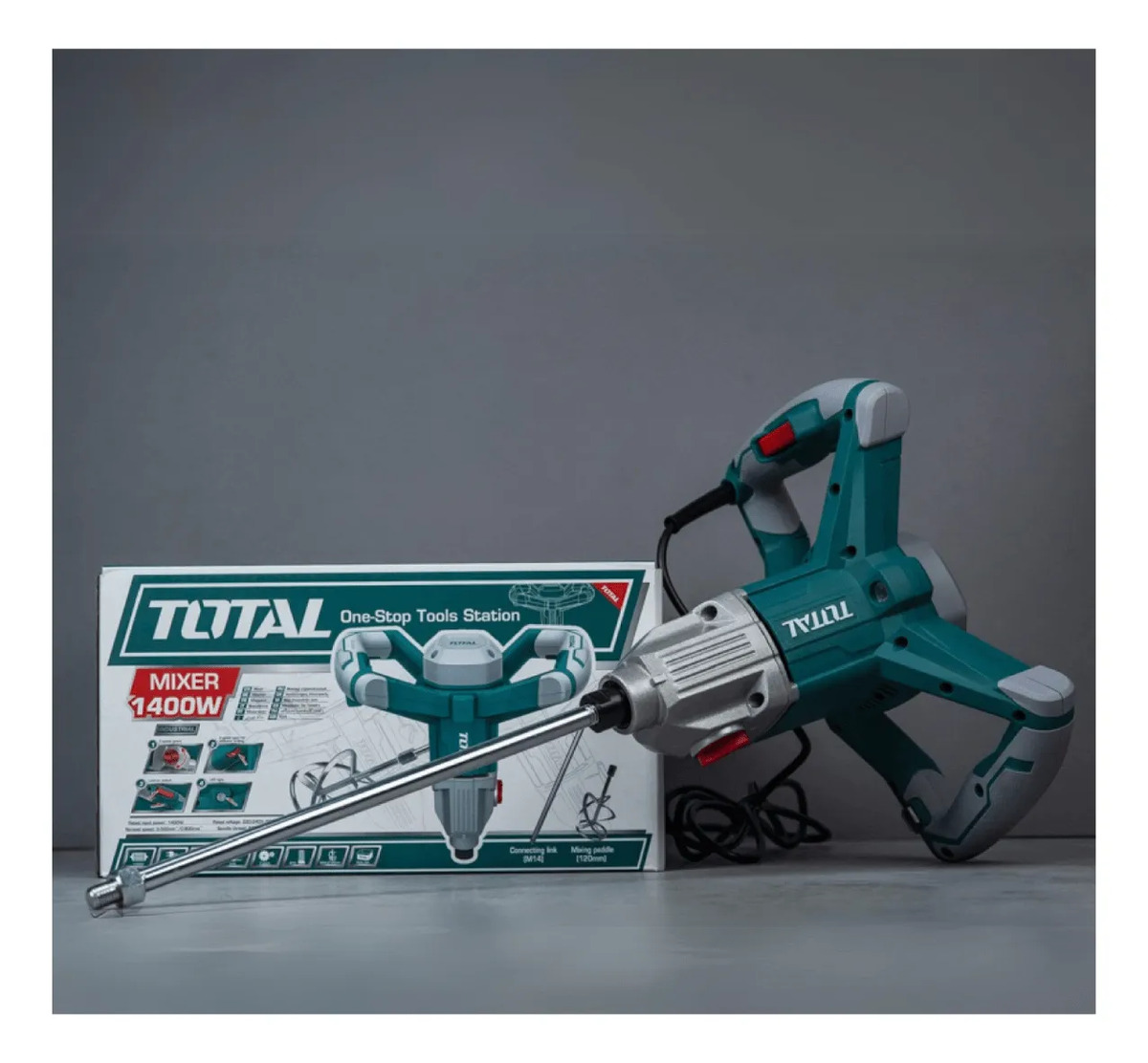 Mezclador Bekron Pintura Cemento 1400w Total Td614006 - Imagen 4
