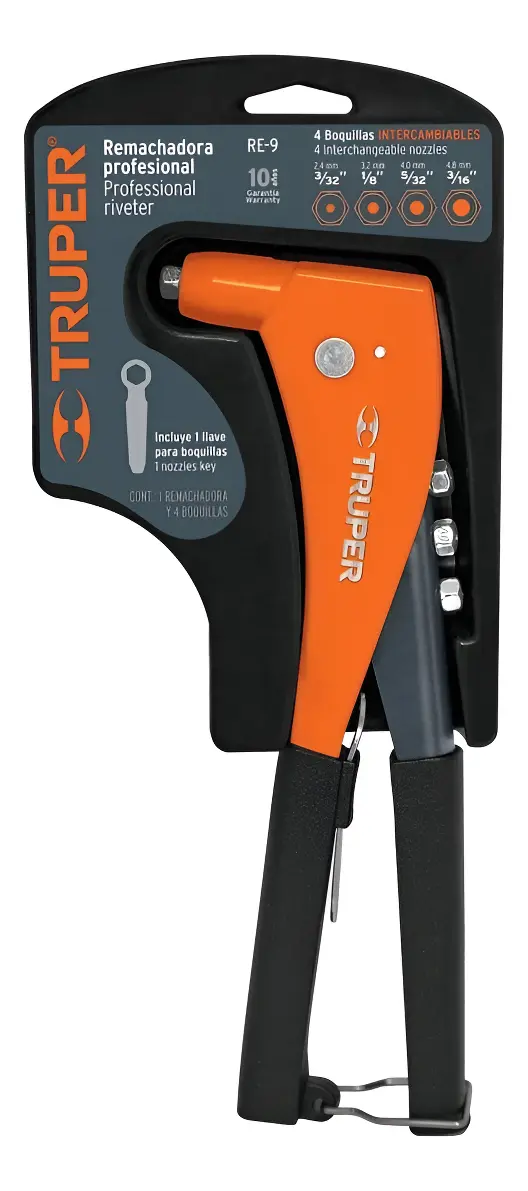Remachadora Profesional Truper Re-9 Con Llave Y 4 Boquillas 4