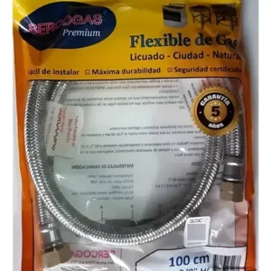 Manguera Flexible Para Gas,  3/8 X 1/2. 1 Metro.