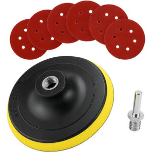 Disco Lija Pulidora Velcro Para Esmeril 115mm + 5 Lijas Color Rojo