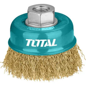 Cepillo Copa Bronce Rizado 75 Mm Para Amoladora Color Turquesa