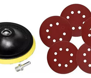 Disco Con Velcro Para Esmeril Angular 115mm + 5 Lijas Negro