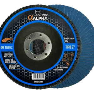 Disco Traslapado Flap Lija 4 1/2 Za80 Azul Alpha Pro 8 Unid. Azul