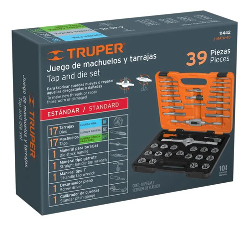 Terraja Truper Macho Milimétrica Y Pulgadas Modelo 11442 - Imagen 6