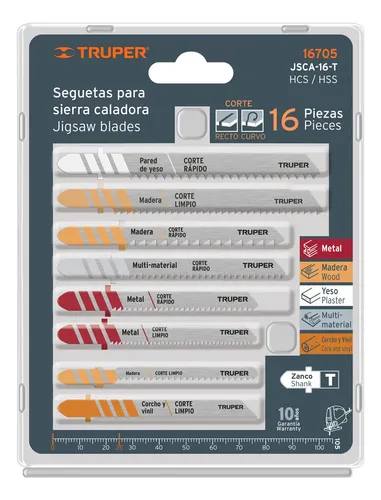 Juego de 16 hojas para sierra caladora, zanco T, Truper - Imagen 3