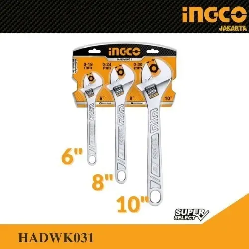 Llave Francesa Ajustable Set 3pcs 6 - 8 - 10 Ingco - Imagen 4