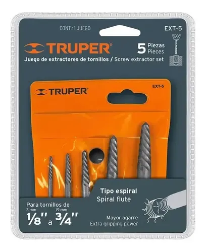 Juego Extractor De Tornillos Allen Rotos 5 Pzs Truper Ext-5 - Imagen 3