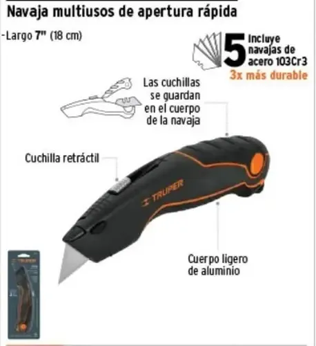 Cuchillo Cartonero Para Trabajo Pesado Truper - Imagen 2