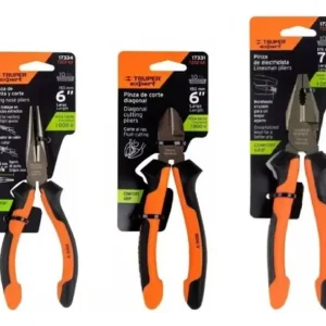 Pack De 3  Alicates ; 1 Universal, 1 De Punta Y 1 Cortante Naranja-negro