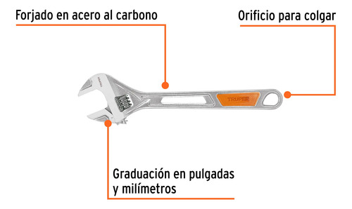Llave Francesa Truper De 12 PuLG. Pet-12x Negro - Imagen 4