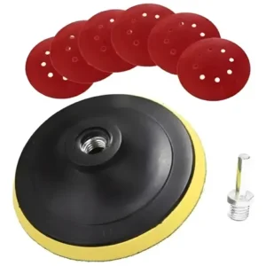 Disco De Velcro Para Esmeril Taladro 180mm Con 5 Lijas Color Rojo