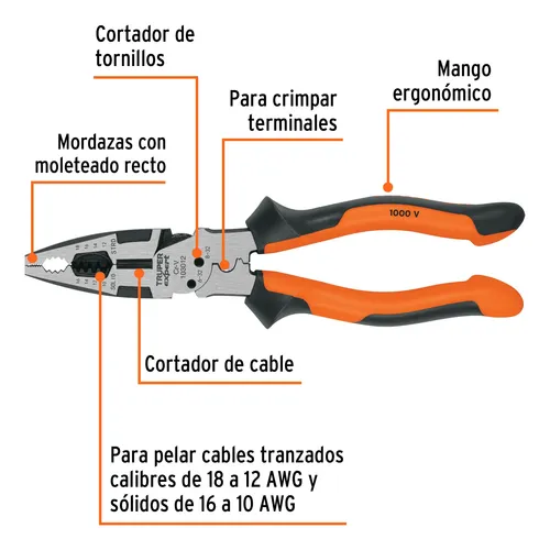 Pinza Multiuso 9 Electricista, Comfort Grip, Truper 103012 - Imagen 6