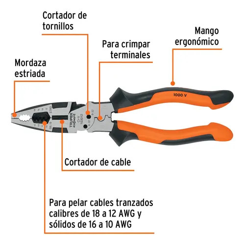Pinza Multiuso 9 Electricista, Comfort Grip, Truper 103012 - Imagen 2