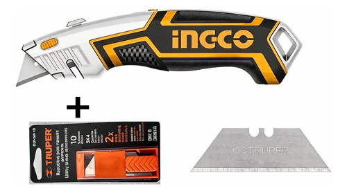 Cuchillo Cartonero Ingco Con 5 Repuestos + 10 Rep. Truper