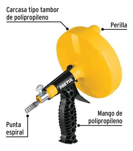 Destapador De Cañerias Lavamanos Desague Wc. 7,6 Mts Pretul - Imagen 2