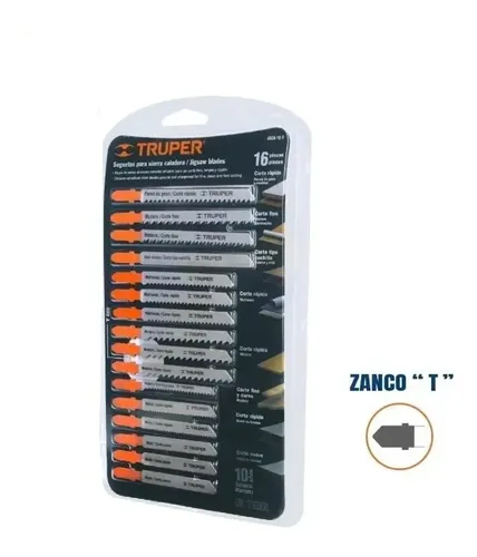 Juego de 16 hojas para sierra caladora, zanco T, Truper - Imagen 2