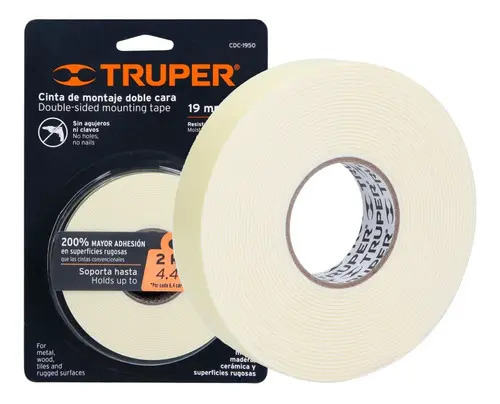 Cinta Doble Contacto 19mm X 5mt Truper Color Blanco - Imagen 2