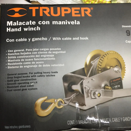 Enganche, Malacate Para Tirar Hasta 1.100 K. , Marca Truper - Imagen 6