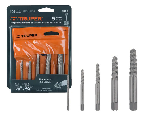 Juego Extractor De Tornillos Allen Rotos 5 Pzs Truper Ext-5 - Imagen 6