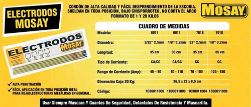 3 Kilos Electrodo Soldadura Mosay E-7018 1/8 (3,2 Mm ) - Imagen 2