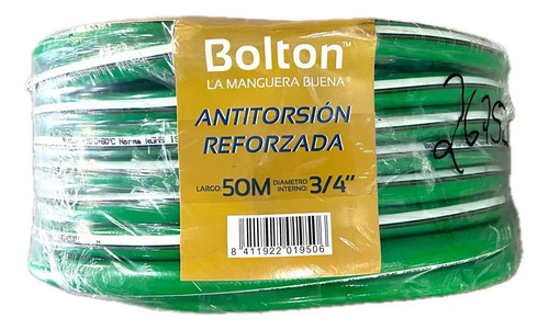 Manguera Reforzada Anti-torsión 3/4- 50mt Bolton Verde Claro - Imagen 4