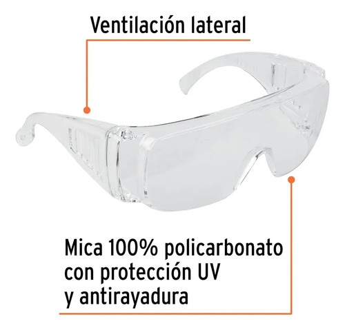 Lentes De Seguridad, Mica Transparente, Truper 14252 Transparente - Imagen 2