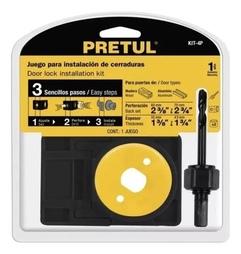 Kit para instalar cerraduras Pretul, con 2 brocasierra y plantilla - Imagen 3